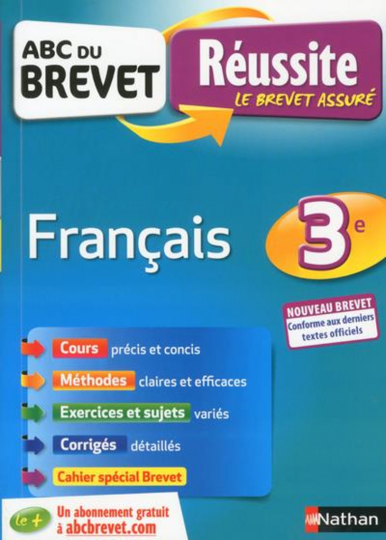 ABC REUSSITE BREVET FRANCAIS - 3EME - NOUVEAU BREVET - CAZANOVE CECILE DE - CLE INTERNAT