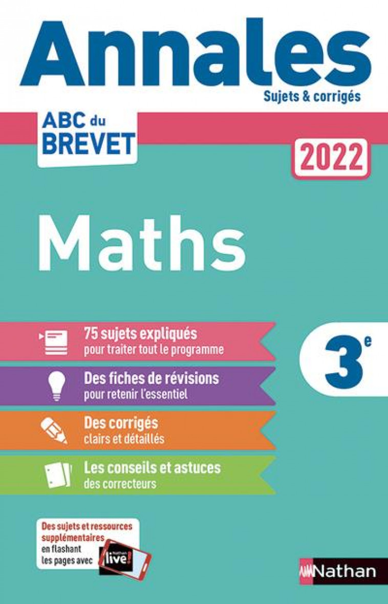 ANNALES BREVET 2022 MATHS - NON CORRIGE - VOL01 - FEUGERE/MORA - CLE INTERNAT