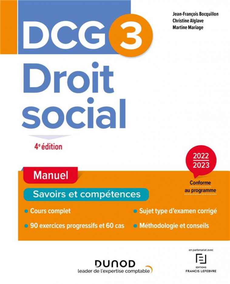 DCG 3 - DROIT SOCIAL - DCG 3 DROIT SOCIAL - MANUEL - 2022/2023 - BOCQUILLON/ALGLAVE - DUNOD